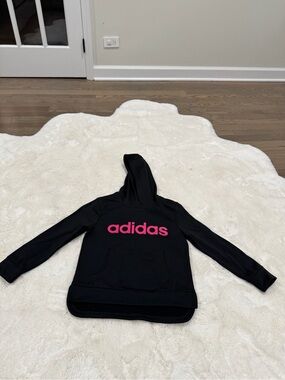 adidas Black Hoodie with Hot Pink Logo